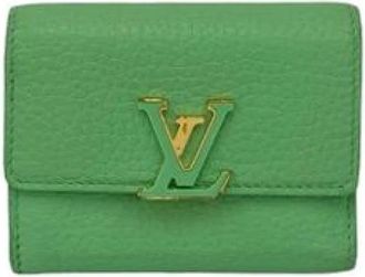 Louis Vuitton Pre-owned Portemonnee (tri-fold) - Dames - Vintage Accessoires - Groen - ONE Size - Leer - Vintage