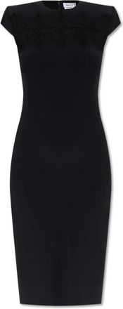Alexander McQueen Jurk met achter split - Dames - Casual kleedjes - Zwart - M - Leer - Kleedjes