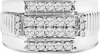 House of Brilliance Mens Silver 1.00 Cttw Diamond Multi Row Band Ring at Nordstrom, Size 10