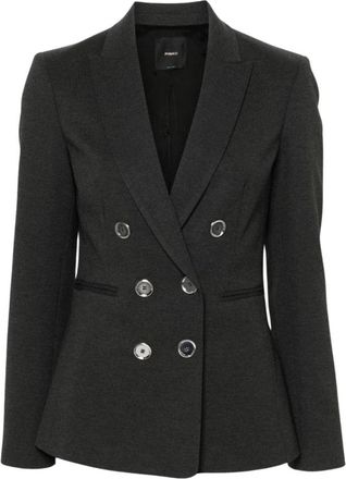 Pinko Double-Breasted Jerseyjasje met Peak Revers - Dames - Blazers - Zwart - M - Jassen