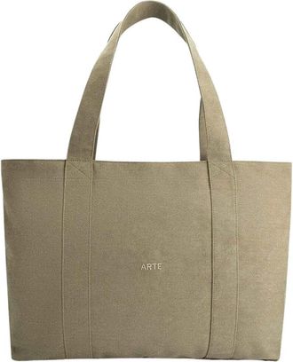 Arte Canvas Tote Bag - unisex - Tassen - Groen - Maat: ONE Size Katoen