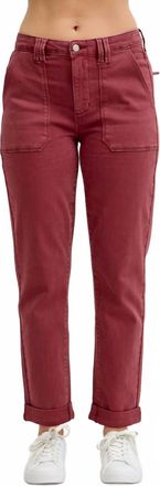 Judy Blue High Rise Weekender Dyed Cuffed Jeans In Burgundy