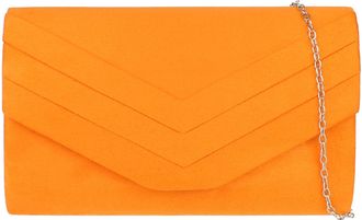 Girly HandBags Womens Faux Suede Plain Clutch Bag Medium Orange