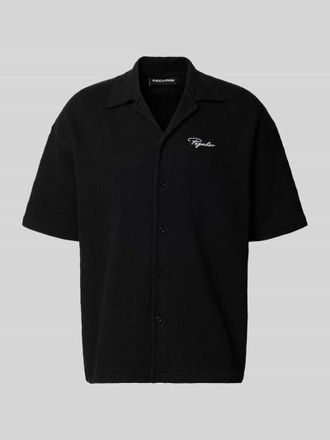 Pegador Regular Fit Freizeithemd mit Label-Stitching Modell Jovren in Black, Gr&ouml;&szlig;e XXL
