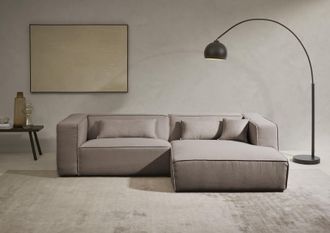 LeGer Home by Lena Gercke Ecksofa »PIARA mit Kedernaht, Cord, Leinenoptik o. Strukturstoff, Couch, L-Form« wahlweise Ottomane rechts/links, schwarze Füsse, bequemer Sitzkomfort