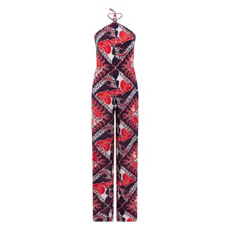Valentino Garavani Jumpsuits, female, Multicolor, S, Silk Geometric Jumpsuit
