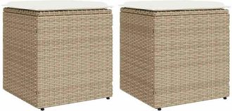 vidaXL Taburetes De Jard&iacute;n Con Cojines 2 Uds Beige 40x40x43 Cm Vidaxl