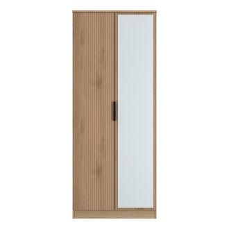 Welcome Furniture Alaska Ready Assembled Tall 2 Door Mirrored Robe in Slat Effect & Nebraska Oak - Welcome Furniture | TJ Hughes