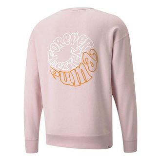 Puma Downtown Logo Printing Sports Round Neck Pullover Pink Red 533037-36