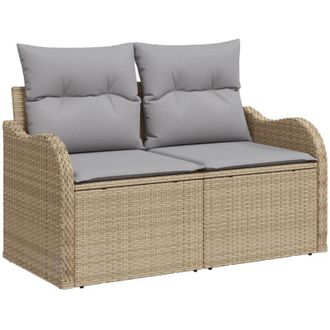 vidaXL Sof&aacute; De Jard&iacute;n Con Coj&iacute;n Beige 121 X 62 X 69 Cm Rat&aacute;n Sint&eacute;tico Vidaxl