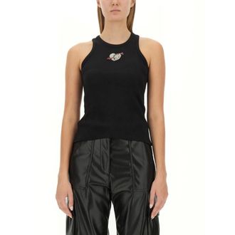 Msgm Sleeveless Tops, female, Black, Size: M Sleeveless Cotton Top