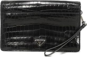 Prada Pre-owned Coccodrillo Clutch Tas - Dames - Vintage Clutch - Zwart - ONE Size - Leer - Vintage