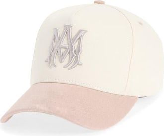 Amiri Embroidered Monogram Two Tone Canvas Snapback Baseball Cap in Mocha at Nordstrom