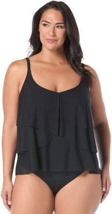Coco Reef Lotus Ruffle Tankini Top in Cast-Black at Nordstrom, Size 38