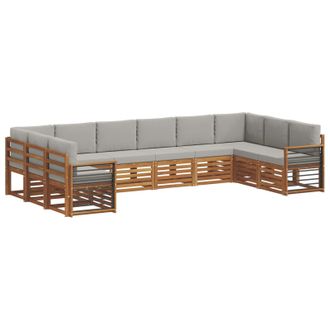 vidaXL Conjunto De Sof&aacute;s De Exterior 10 Uds. Gris Natural Y Claro Vidaxl