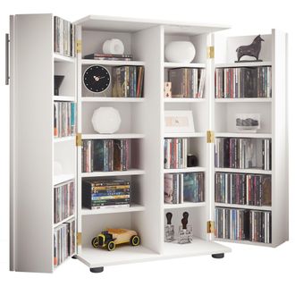 VCM Vcm - Wood Cd Dvd Stand Shelf/cabinet Armario De Cd De Ahorro De Espacio Con 2 Puertas Con Cerradura Para 600 Cd O 260 Dvds O 144 V&iacute;deos Dimensiones: 