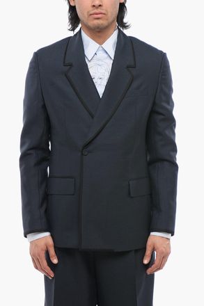 Dior Blazer Doppiopetto In Lana Con Bordi In Satin Dior