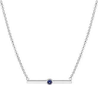 Gold & Honey Womens Lapis Bar Necklace In Silver