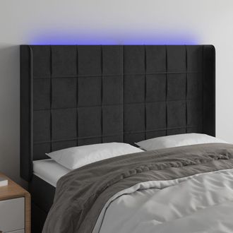 vidaXL Cabecero Con Led De Terciopelo Negro 147x16x118/128 Cm Vidaxl