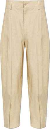 Dolce & Gabbana Hennep en Zijde Broek met Tweed Effect - Heren - Wijde Broeken - Beige - L - Tweed - Broeken