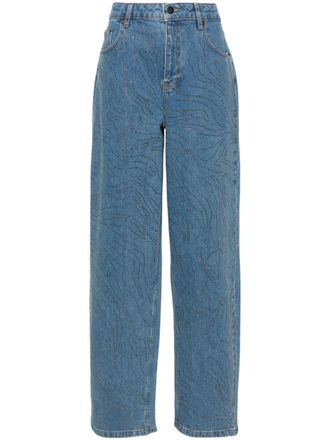 Rotate Jeans a gamba ampia con strass - Blu