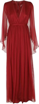 Alberta Ferretti Zijde Chiffon Jurk - Dames - Feestkleedjes - Rood - S - Chiffon - Kleedjes