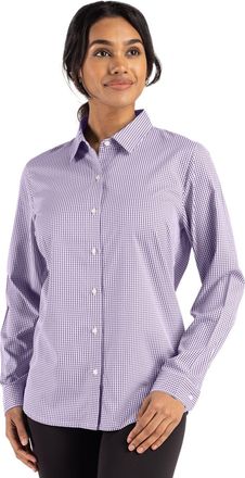 Cutter & Buck Skyline Epic Confidence Recycled Gingham Womens Long Sleeve Dress Shirt