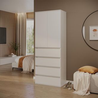 Vicco Armario Claus, Blanco, 74 X 191.5 Cm Con 4 Cajones Vicco