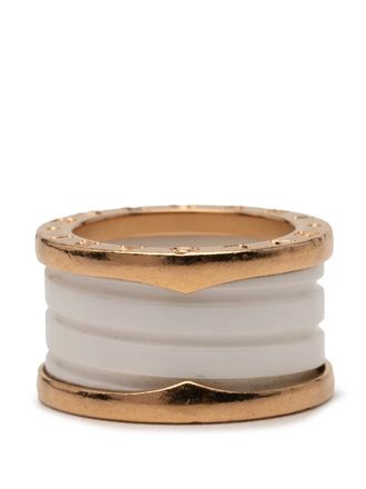 Bulgari 2010-2025 18K Yellow Gold and Ceramic B.Zero1 Three Band ring - White
