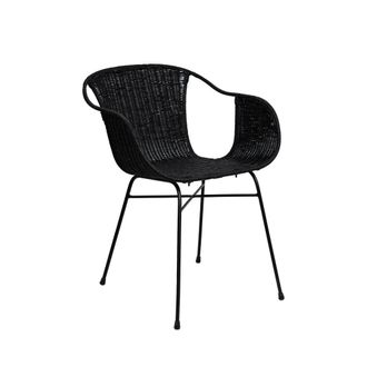 Koketto Home Silla de ratan negro y patas met&aacute;licas negro