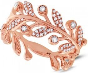 Allurez 0.24ct 14k Rose Gold Diamond Leaf Ring