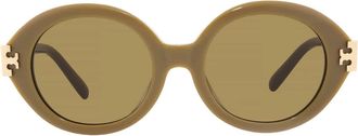 Tory Burch Olive Brown Oval Ladies Sunglasses TY7210U 201073 52