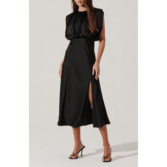 ASTR the Label Cap Sleeve Satin Dress in Black at Nordstrom Rack, Size X-Small
