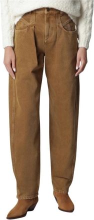 Isabel Marant Lisha Broek - Dames - Wijde Broeken - Bruin - S - Katoen - Broeken