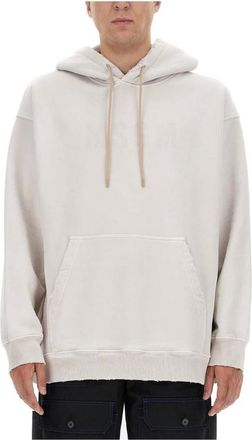 Msgm Msgm, Hoodies & sweatvesten, Heren, Beige, S, Oversized Gewassen Hoodie