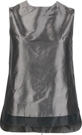 Shiatzy Chen contrasting-trim detail blouse - women - Mulberry Silk/Polyester/Acetate - 38 - Grey