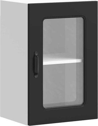 vidaXL Vidaxl - Kitchen Wall Cabinet with Glass Door Kalmar Black Engineered Wood