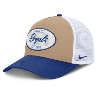 Nike Kansas City Royals Rise Nike Mens MLB A-Frame Trucker Adjustable Hat in Brown | NB1F0JOUROY-G3T