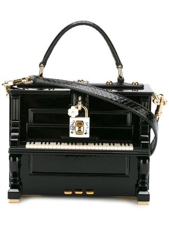 Dolce & Gabbana Dolce Box piano top-handle bag - women - Wood/Leather - One Size - Black