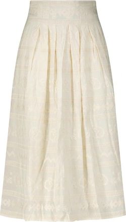 Stella Forest Geborduurde A-lijn Midi Rok - Dames - Midirokken - Beige - XS - Rokken