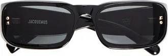 Jacquemus Les Lunettes Jac195 Rectangular Sunglasses in Black/light Gold/grey at Nordstrom