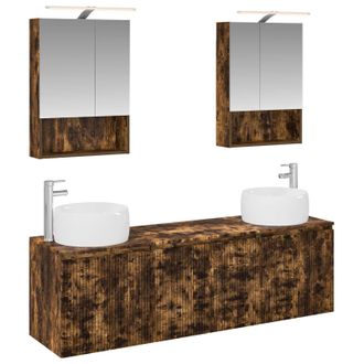 vidaXL Set Di Armadi Da Bagno 5 Pz Rovere Fumo Legno Ingegnerizzato Vidaxl