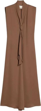 Pennyblack Midi Jurk in Double Georgette - Dames - Casual kleedjes - Bruin - M - Leer - Kleedjes