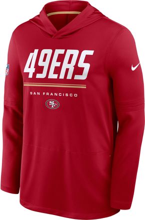 Nike San Francisco 49ers Sideline Nike Mens Dri-FIT NFL Long-Sleeve Hooded Top in Red | 03B9084K9B-TG4