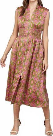 Fate Twyla Zip Front Dress In Olive Pink
