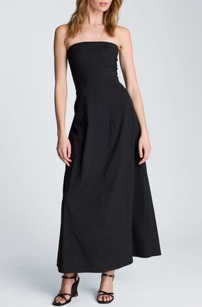 Kenneth Cole Strapless Stretch Poplin Maxi Dress in Black at Nordstrom, Size X-Small