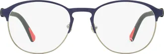 Moncler ML5192 Oval Metal-Rubber Frame Eyeglasses - Blue