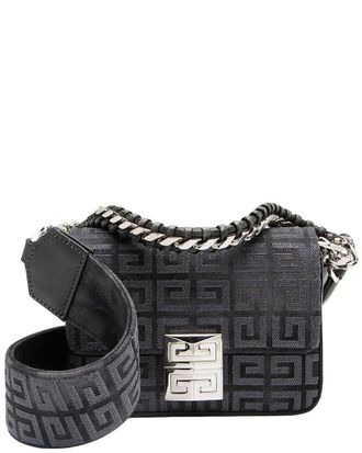 Givenchy Blue Embroidered Canvas & Nylon 4G Small Shoulder Bag (Authentic Pre- Loved)