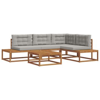 vidaXL Conjunto De Sof&aacute;s De Exterior Gris Natural Y Claro Vidaxl