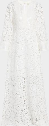 Sachin & Babi Cynthia Sequin-Embellished Floral Lace Gown